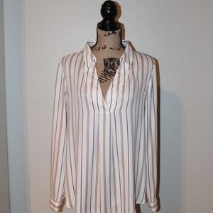 Tan and Black Pinstriped Blouse